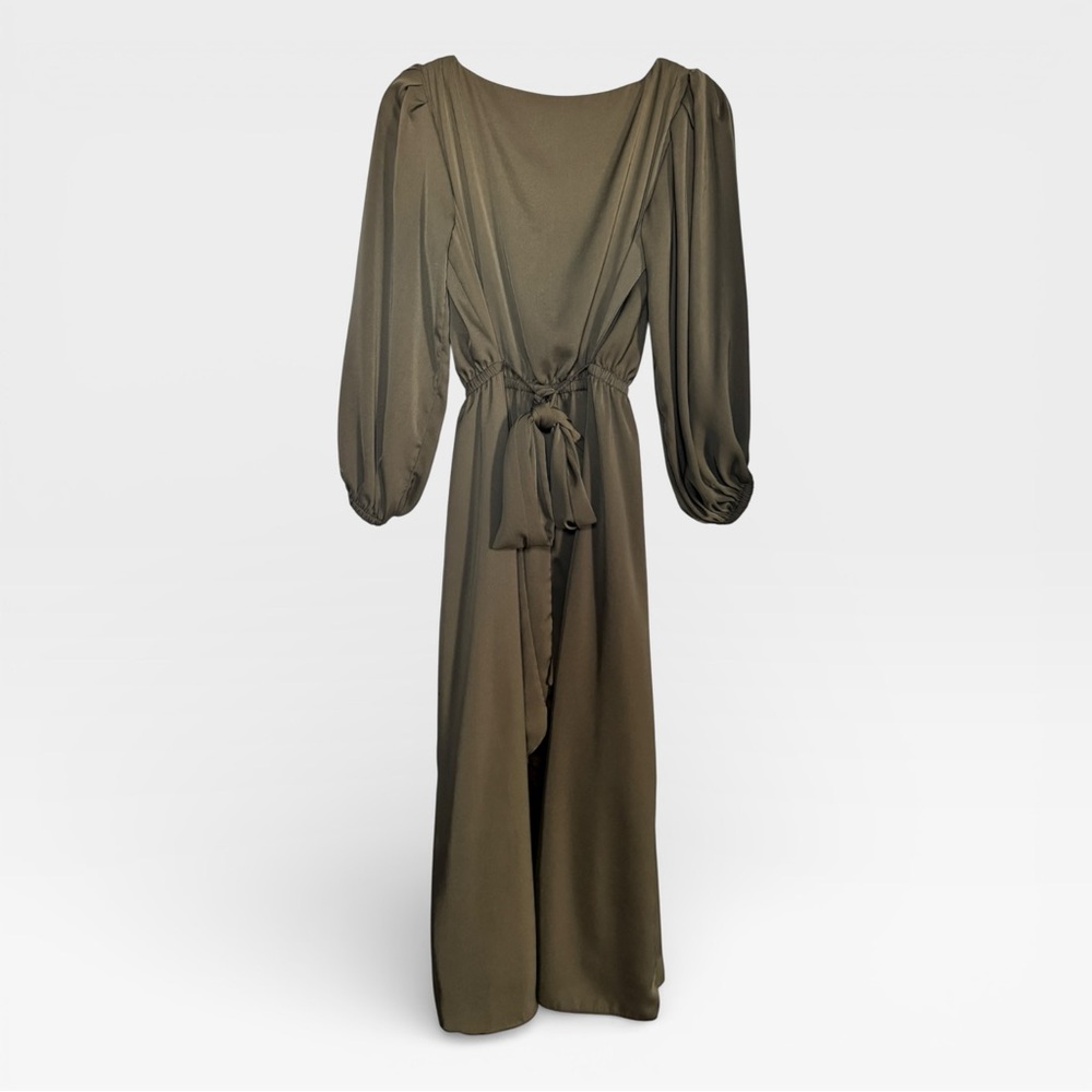 Banana Republic Blouson V-Neck Maxi Dress – Camo Green (Small) - Picture 3 of 8